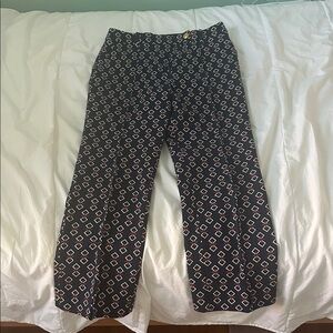 Tory Burch Navy and Red Geometric Trousers
